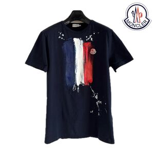 Moncler フランス国旗 ペイント Tシャツ ネイビー