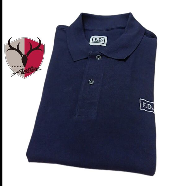 鹿島アントラーズ F.D. ロゴ ポロシャツ logo Polo shirt Standard fit ネイビー 紺 XL