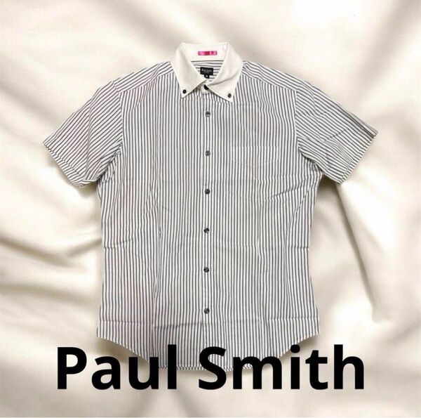 【美品】Paul Smith ポールスミス 半袖シャツ ストライプ柄 M ボタンダウン