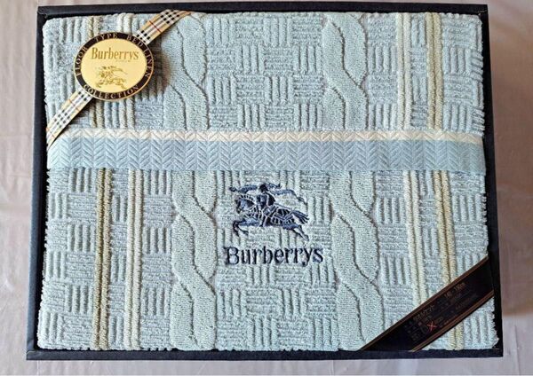 【新品未使用】Burberrys タオルケット 綿100% 140×190cm バーバリー 西川産業 ブルー系 BURBERRY