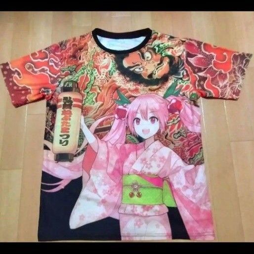 弘前ねぷたまつり×桜ミク(初音ミク) フルグラフィックTシャツ フリーサイズ