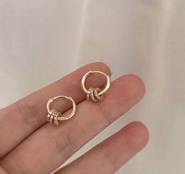 ピアス 3連リング フープピアス