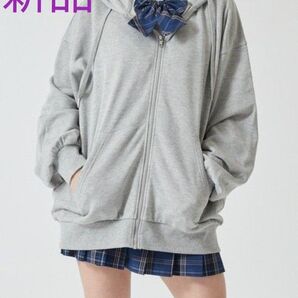 新品タグ付 ★ WEGO/ルーズフィットジップパーカー スクール