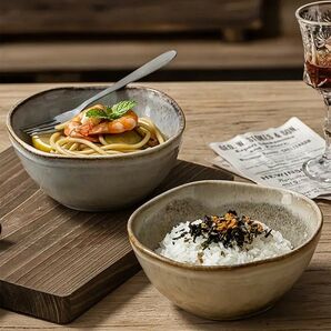 ヴィンテージ セラミック ボウルセット 電子レンジ対応 キッチン レストラン サラダボール 円形486143