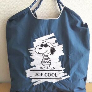 上限 500円OFFクーポン♪ 韓国 刺繍 ナイロントートバッグ ジョークール スヌーピー くすみネイビー Mサイズ