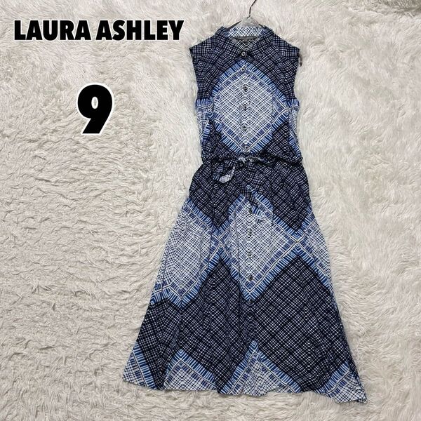 LAURA ASHLEY ローラアシュレイ ノースリーブシャツワンピース