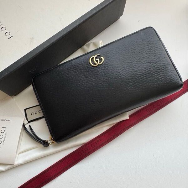 【限定価格】 956 GUCCI グッチ マーモントラウンドファスナー 長財布