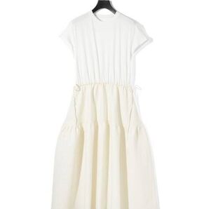 MIDIUMISOLID for Ladies ジャカードコンビワンピース オフホワイト 未使用新品タグ付き