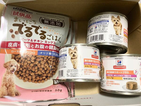 ヒルズ サイエンス・ダイエット チキン 200g 3缶 / ドギーマン まいにちでるでるごはん 皮膚・被毛とお腹の健康ケア 3袋