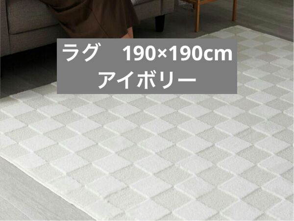 グラムスタイル チェック ラグ カーペット 洗える 2畳 190×190cm 滑り止め付 マット
