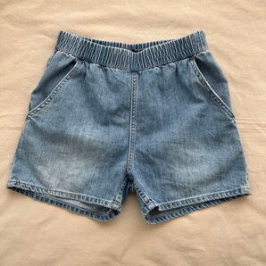 H&M デニムブルー ハーフパンツ ゴムウエストXXS(150cm)