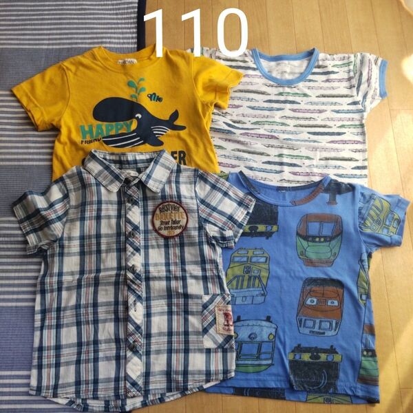 110cm 男の子 半袖 シャツ Tシャツ 110 電車 新幹線 柄 4枚セット 西松屋 半袖Tシャツ セット トップス