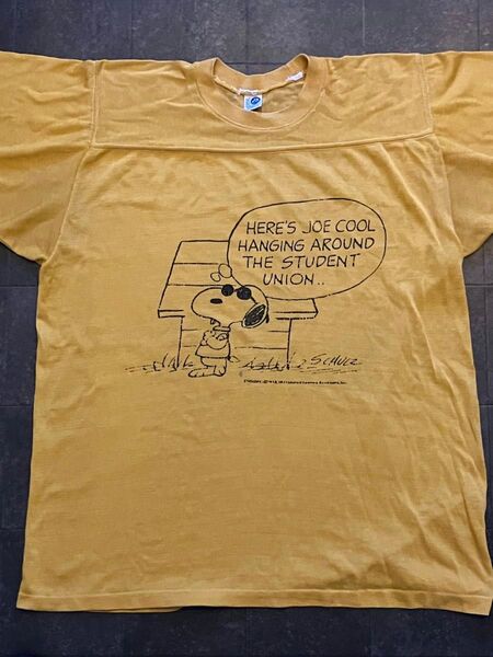 70s~80s USA製 ARTEX Snoopy スヌーピー Tシャツ フットボール イエロー アルテックス アーテックス