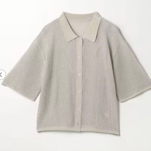 UNITED ARROWS ユナイテッドアローズ メッシュ ポロ シャツ カーディガン グレー ハーフスリーブ 半袖 透かし編み
