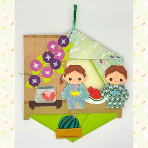 夏の縁側飾り 折り紙リース