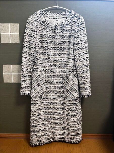 【クリーニング済】ルネ18万円Rene ツイードドレス フォーマルワンピース