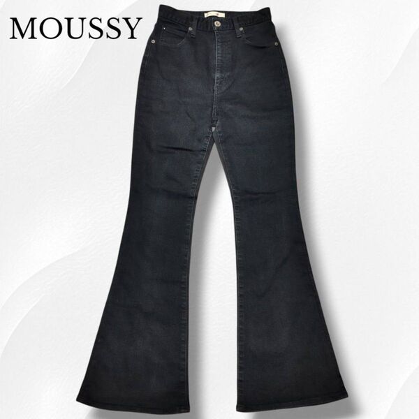 MOUSSY マウジー ブーツカット HW Rebirth FLARE ブラックデニム ジーンズ フレア 黒 ジーパン