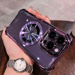 iPhone14proケース クリアケース iPhone14plusケース メッキ加工 耐衝撃 レンズ保護 MagSafe充電