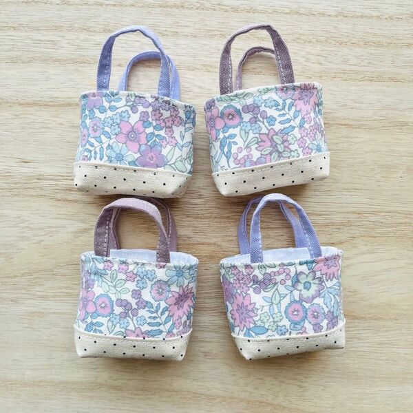 ミニミニトートバッグ 小物入れ プチギフト ラッピング 4個セット ハンドメイド 花柄