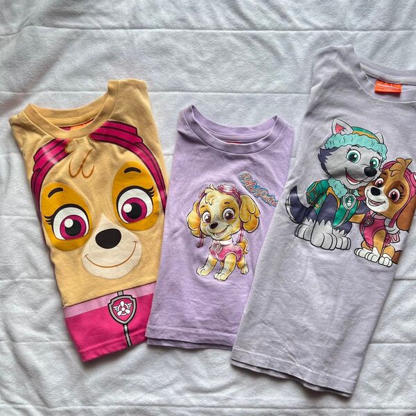 パウパトロール スカイ エベレスト Tシャツセット 半袖 フレンチスリーブ ワンピース 綿100 子供服 女の子 ピンク