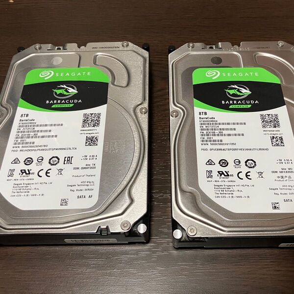 BarraCuda ST8000DM004 8TB HDD 2台セット 16TB分 Seagate