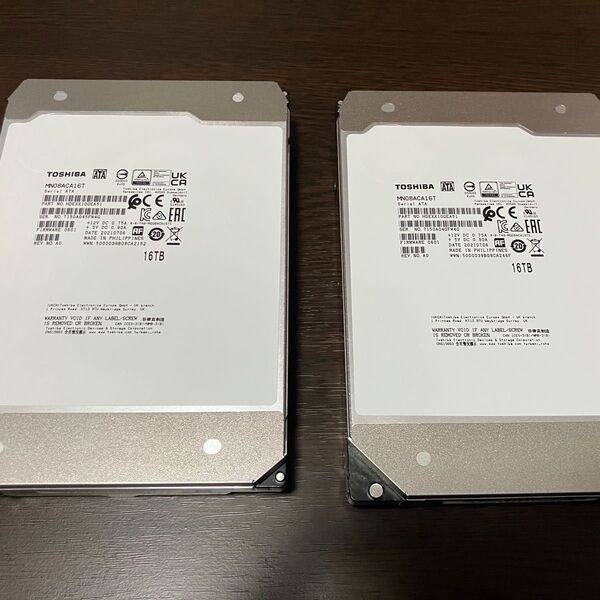 Toshiba 東芝 ハードディスク 16TB 内蔵 HDD SATA CMR MN08ACA16T 2台セット 32TB分