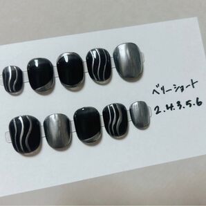 【サイズオーダー】ネイルチップ モノクロネイル メタリックネイル メンズネイル