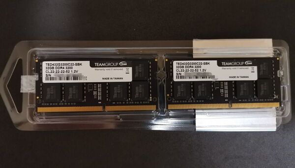 DDR4 SO-DIMM 3200Mhz 32GBx2(64GB) PC4-25600 ノートPC用メモリ