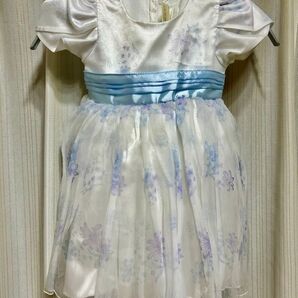 女の子 フォーマル ドレス 花柄 水色 リボン S