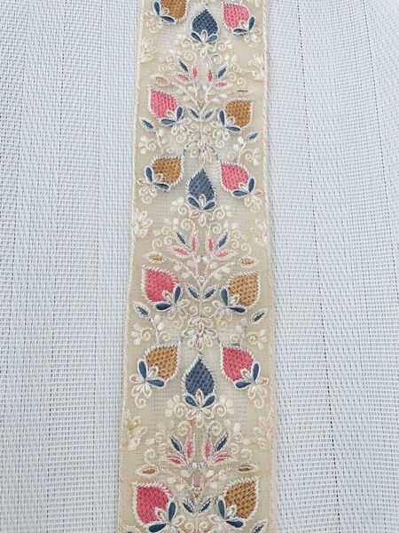 Newリボン インド刺繍リボン イチゴ リボン1m ハンドメイド ヘアアクセサリー ポーチ