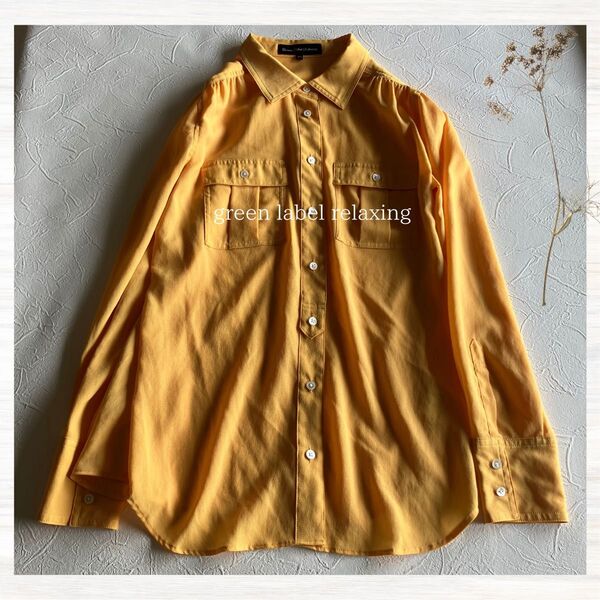 green label relaxing 長袖 シアーシャツ イエロー L グリーンレーベルリラクシング