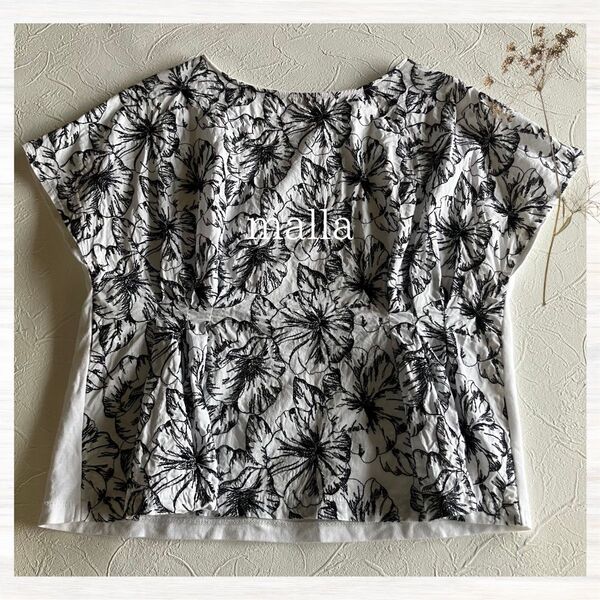 malla マーラ 日本製 カットワーク刺繍Tシャツ カットソー 半袖 M