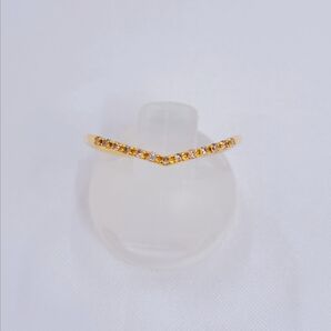 agete アガット V字 ハーフエタニティ リング K18 YG 10164111095 13号 ダイヤモンド 0.06ct