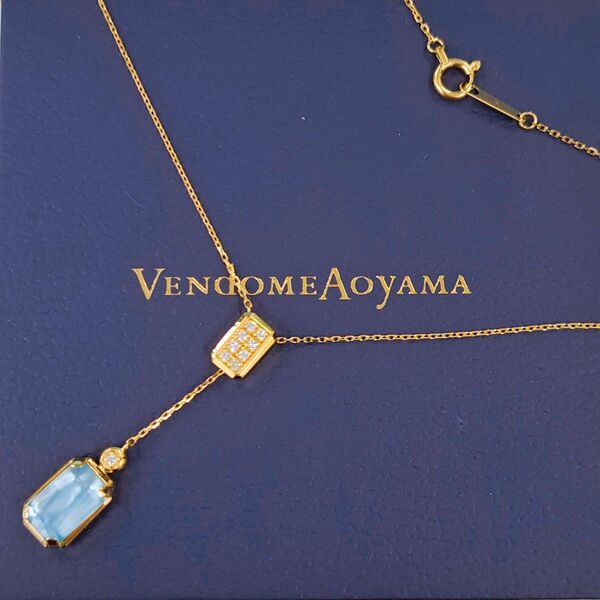 ヴァンドーム青山 Vendome Aoyama K18 ブルートパーズ ダイヤ ネックレス Y字 2019