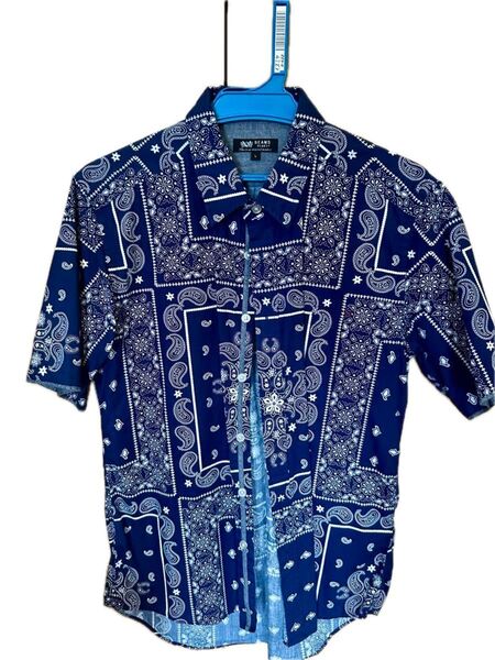 BEAMS アロハシャツ Lサイズ 総柄 半袖 半袖シャツ ビームス ネイビー