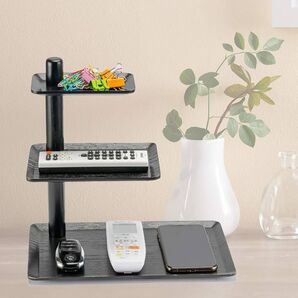 インテリア 小物入れ 部屋 玄関収納 毎日の小物用のデスクトップ収納ラック (325BK) ディスプレイ ブラック 黒 3段