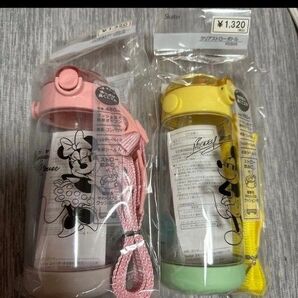 【送料無料】ディズニー ストロー付きボトル ミッキー ミニー 2種類セット ドリンクホルダー タンブラー プッシュ式 Disney