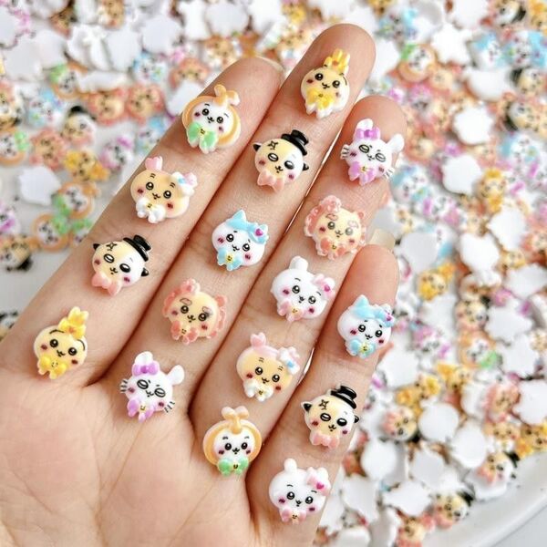 ちいかわ ネイルパーツ 100個セット デコレーションパーツ デコパーツ ネイル ネイルアート ハチワレ かに うさぎ モモンガ