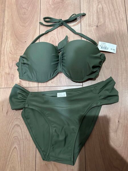 【新品】ビキニ セパレート 水着 無地 シンプル カーキ