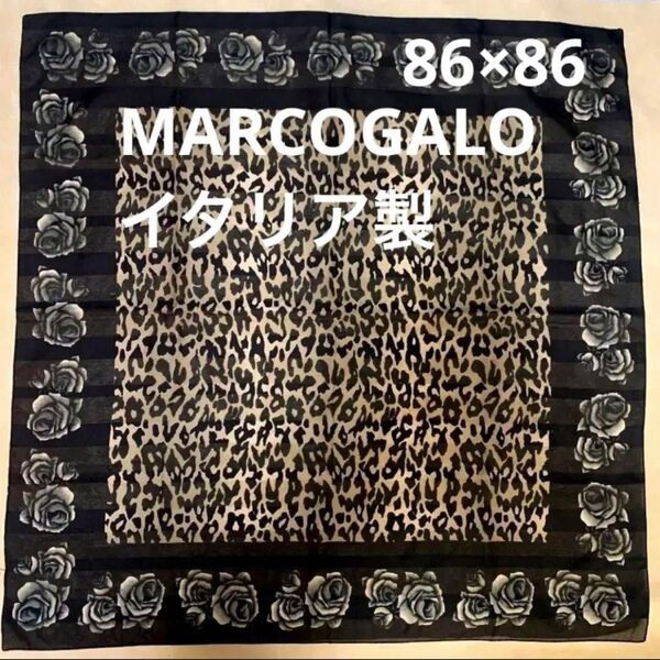 MARCOGALO イタリア製ポリエステルスカーフ薔薇と豹柄 最終価格〜8/4
