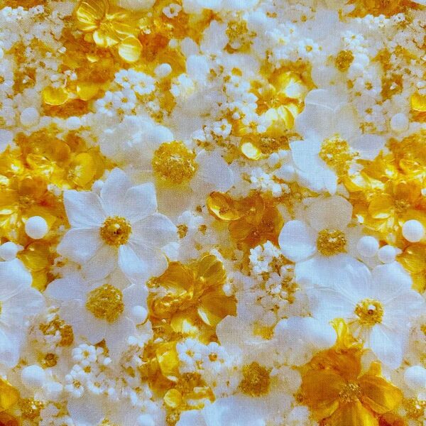 おしゃれなお花柄立体感 綿100%シーチング生地 110x100cm