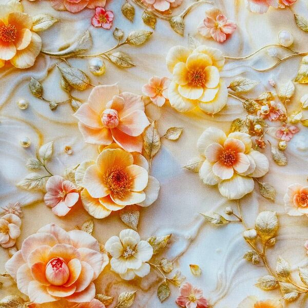 おしゃれなお花柄立体感 綿100%シーチング生地 110x100cm