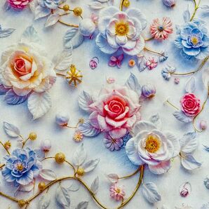 おしゃれなお花柄立体感 綿100%シーチング生地 110x100cm