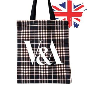 ☆ロンドン発☆ヴィクトリア&アルバートV&A ロンドン 美術館 別注 トートバッグ ピンクチェック A4 コットン
