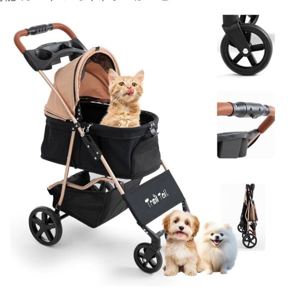 TRAIL TAIL ペットカート 犬用ベビーカー 小型犬 一体型 折り畳み イヌバギーミニ 4輪タイプ