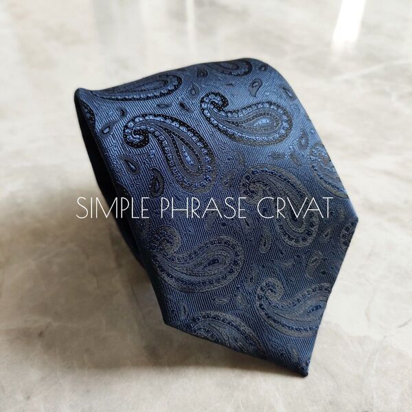 SIMPLE PHRASE CRAVAT シンプルフレーズクラバット ネクタイ メンズ ブルー ネイビー 青紺 ペイズリー柄