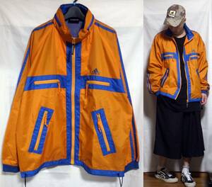 90's 激レア アディダス ヴィンテージ ナイロンジャケット オレンジ ブルー adidas vintage track jacket