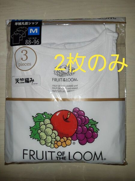 未使用☆FRUIT OF THE LOOM フルーツオブザルーム ホワイトTシャツ M 2pieces☆2枚セット