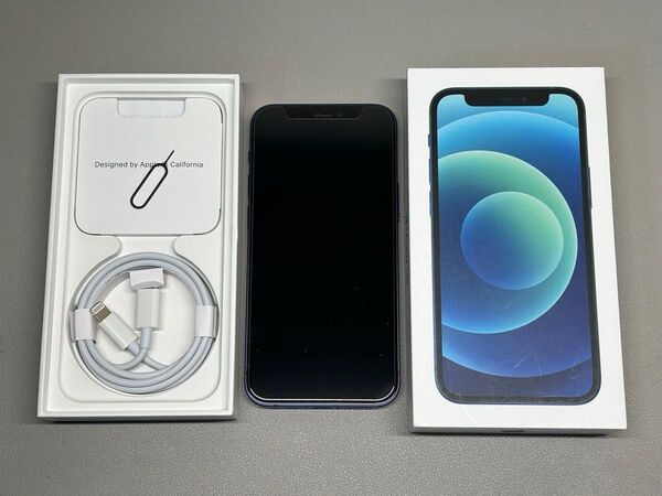 iPhone 12 mini Blue 128GB SIMフリー 社外バッテリー最大容量100% ケース付き