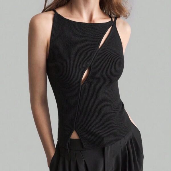 shein カットアウト リブニットキャミソール
